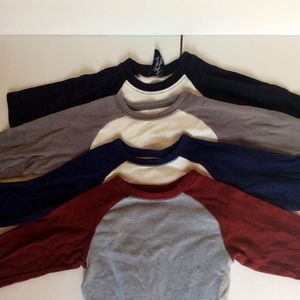 Lot of 4 Raglan Baseball Long Sleeve Onesies